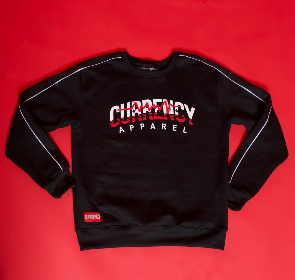 Black/Red/- Currency Crewneck Sweater